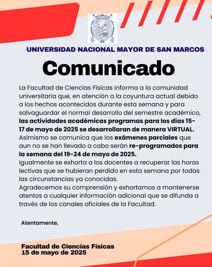 Suspensión de actividades académicas presenciales
